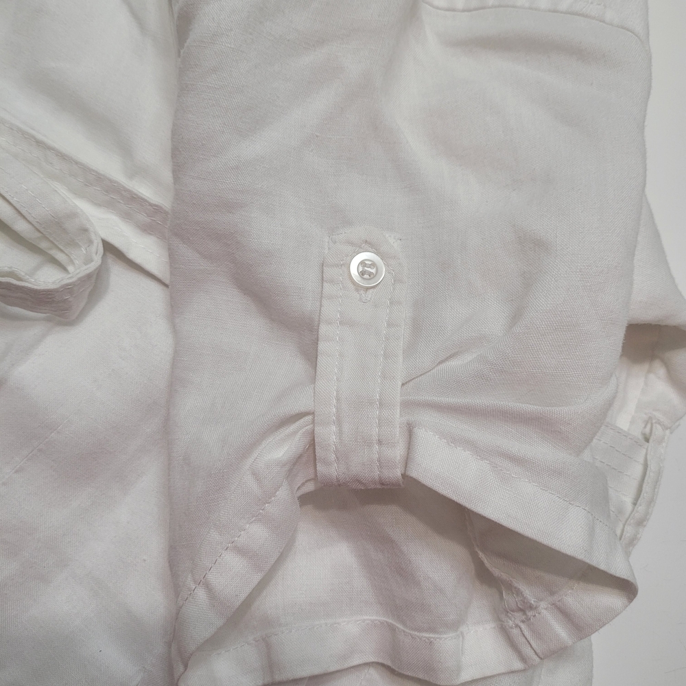 Lino Usa Chic White Midi Shirt Dress 100% Lino Size S - Picture 11 of 12